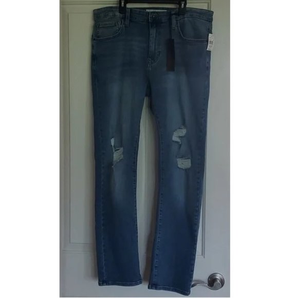 Mens Edgar + Ash Slim Fit 5 Pocket Distressed Jeans Size 36 x 32 light wash NWT - Picture 1 of 4